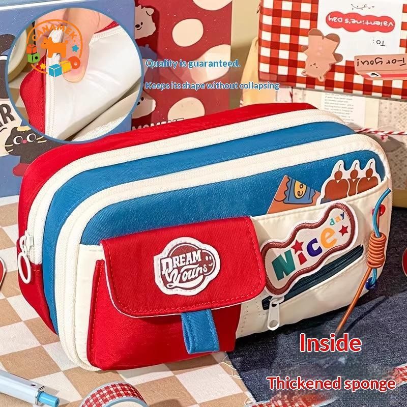 CANAMEK Hộp Đựng Bút Chì Dung Tích Cao Cấp Mỹ Cổ Điển Phong Cách Retro Nhà Tổ Chức Thẩm Mỹ Lớn Cho Lớp Học CSF