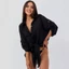 CQCJ Beach Bikini Cover-up, Đầm dài nút quá khổ màu trơn, Áo sơ mi dài tay Boho Trang phục kỳ nghỉ