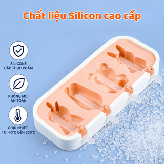 Khay Làm Kem Silicon Cho Bé Tạo Hình Dễ Thương MAISON, Khuôn Làm Thạch Pudding Kèm Nắp Đậy Cao Cấp