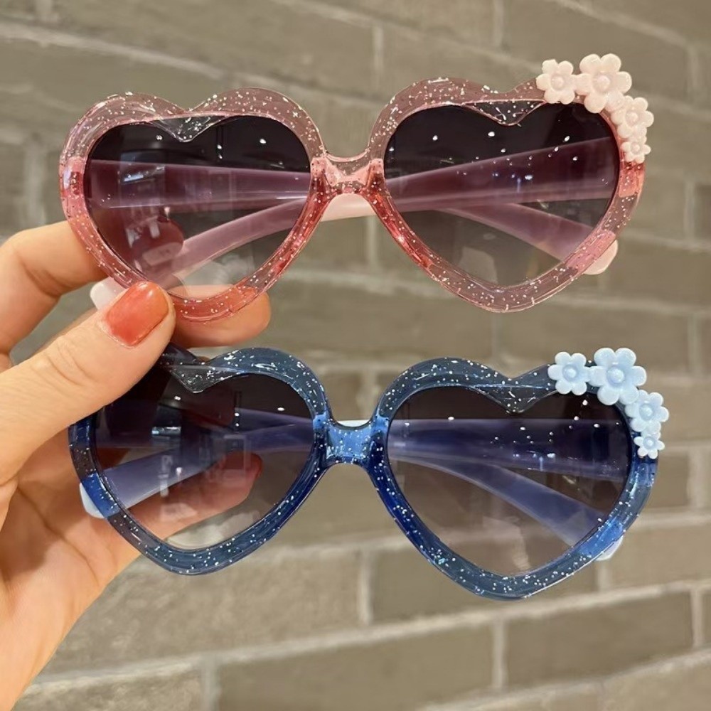 Kính râm hoa hoạt hình RTJIFSS, Kính râm trẻ em đáng yêu hình trái tim, Họa tiết dễ thương ngọt ngào Kính mắt trẻ em chống tia cực tím Bảo vệ trẻ em