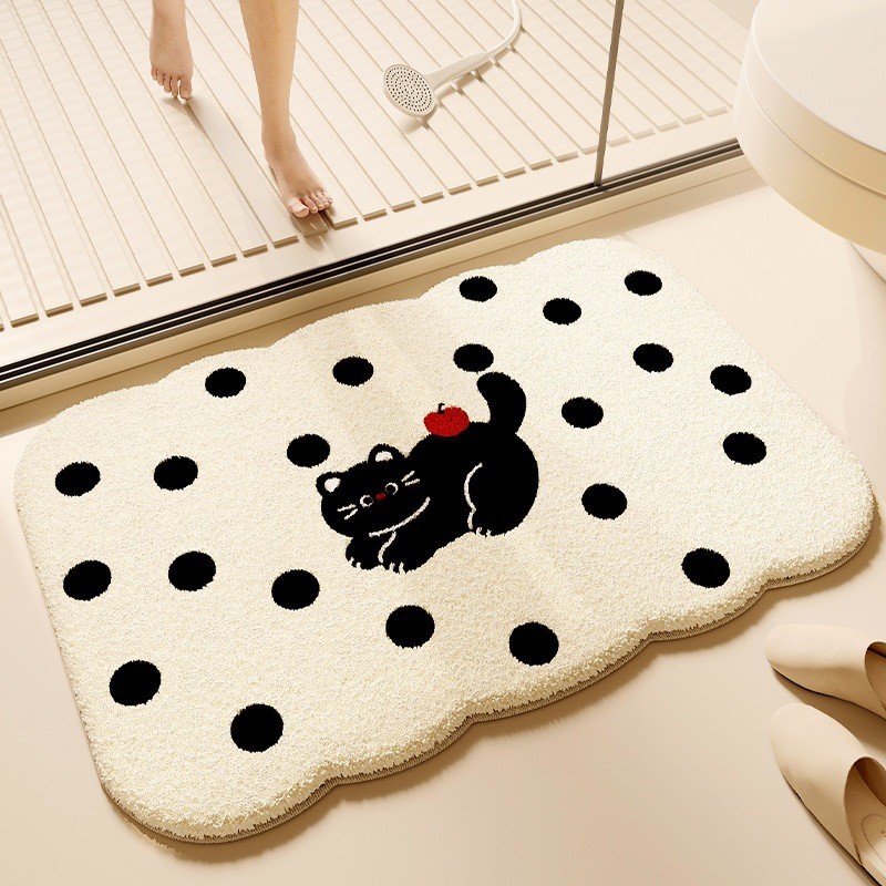 Thảm Lau Chân Nhà Tắm HomeMate Hoạt Hình Dễ Thương, Thảm Cashmere Mềm Mịn Thấm Hút Chống Trượt 40x60cm