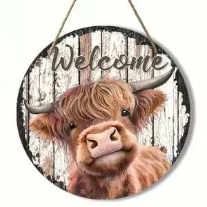HELLOYOUNG Rustic Farmhouse Cow Ký hiệu chào mừng để trang trí tường hiên cửa trước