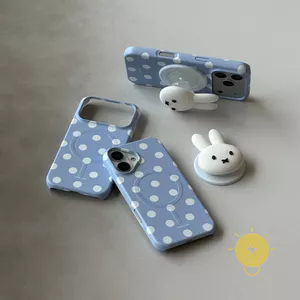 Phone Case For iPhone 17 Pro Max 16 15 PC Magnetic Polka Dot Hard Polka Dot Aesthetic Korean Cute