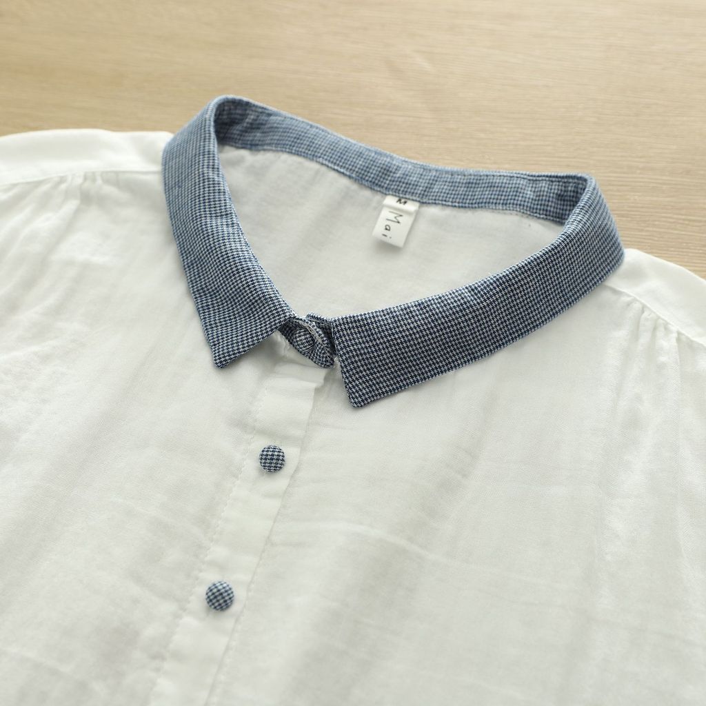 [Sẵn Sàng] Áo Sơ Mi Nữ 100% Sợi Cotton Cao Cấp Mùa Hè 2026 Mới Kẻ Sọc Nối Cổ Áo Sơ Mi Giữa Tay