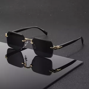 Phong Cách Mới Retro Không Khung Cắt Cạnh Vuông Kính Mát Nam Cảm Giác Cao Cấp Xu Hướng Thời Trang Lái Xe Kính Mát Chống Tia Cực Tím Nữ 26.3.