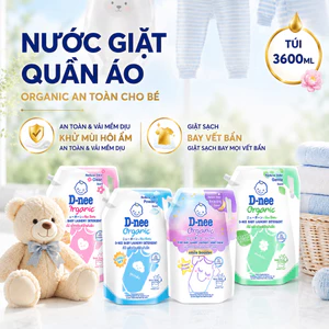 1 Túi Nước Giặt Xả Dnee 3.6L Thái Lan - Cho Quần Áo Em Bé - Hương Dịu Nhẹ & An Toàn Cho Da Nhạy Cảm