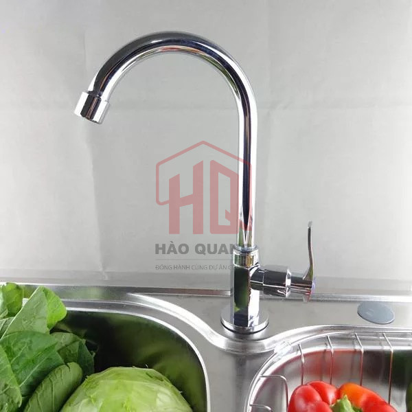 3 Vòi Rửa Chén Gắn Chậu Mạ Kẽm – Vòi Rửa Chén Cổ Cao 360° – Bền, Không Oxy Hóa – Tháo Lắp Dễ Dàng