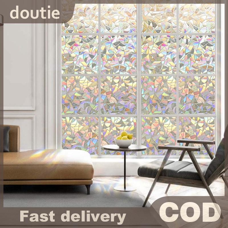 Doutie 3D Hiệu Ứng Cầu Vồng Phim Cửa Sổ Kính Màu Tự Dính Phim Tĩnh Bám Cửa Sổ Dán Nhiệt Chống Tia UV VN