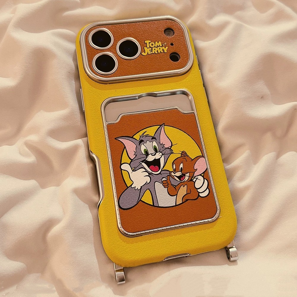 Túi đựng thẻ hình chuột mèo hoạt hình Mạ da Vỏ điện thoại cho iPhone 17 Pro Max 16 15 14 13 Vỏ bảo vệ chống sốc