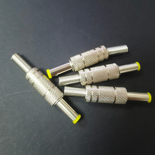 14mm Bạc Kim Loại 5.5x2.1mm 5.5x2.5mm DC Điện Nam Cắm Jack Adapter Hàn Đầu Vàng DC Nguồn 5.5 2.1 17VN1