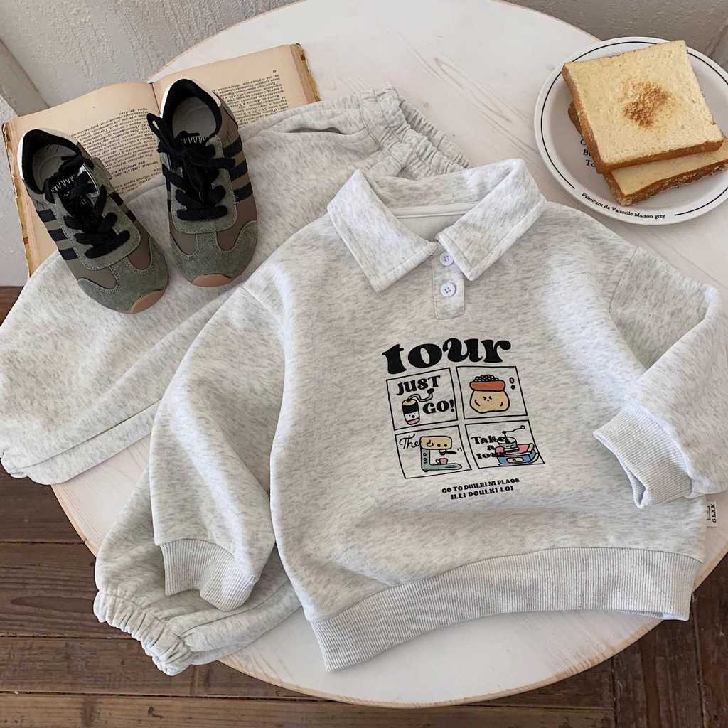 ​Bộ đồ áo thun trẻ em Bộ đồ hai mảnh Cotton mùa thu cỡ 80-150​ QBSW