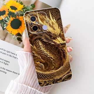 Dành Cho Xiaomi Redmi 12C 11A Ốp Lưng Sang Trọng Rồng Mèo Hoạt Hình Mềm Silicon Mỏng TPU Vỏ Điện Thoại Cho Xiaomi Poco C55 C 55 Vỏ