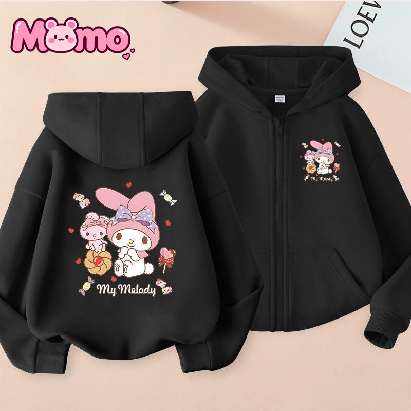 Mới Kuromi, Giai Điệu, Cinnamoroll Họa Tiết In Hình Dây Kéo Áo hoodie Cho Bé Trai Và Bé Gái Cùng Phong Cách Harajuku Phong Cách Giải Trí Có Mũ Trùm Đầu Áo hoodie Dài Tay