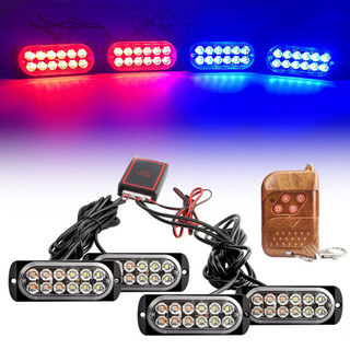 4x12 LED Từ Xa Cảnh Sát Khẩn Cấp Đèn Cảnh Báo Xe Lưới Tản Nhiệt Nhấp Nháy Đèn Tín Hiệu Chạy Ban Ngày Phụ Kiện 12V 24V