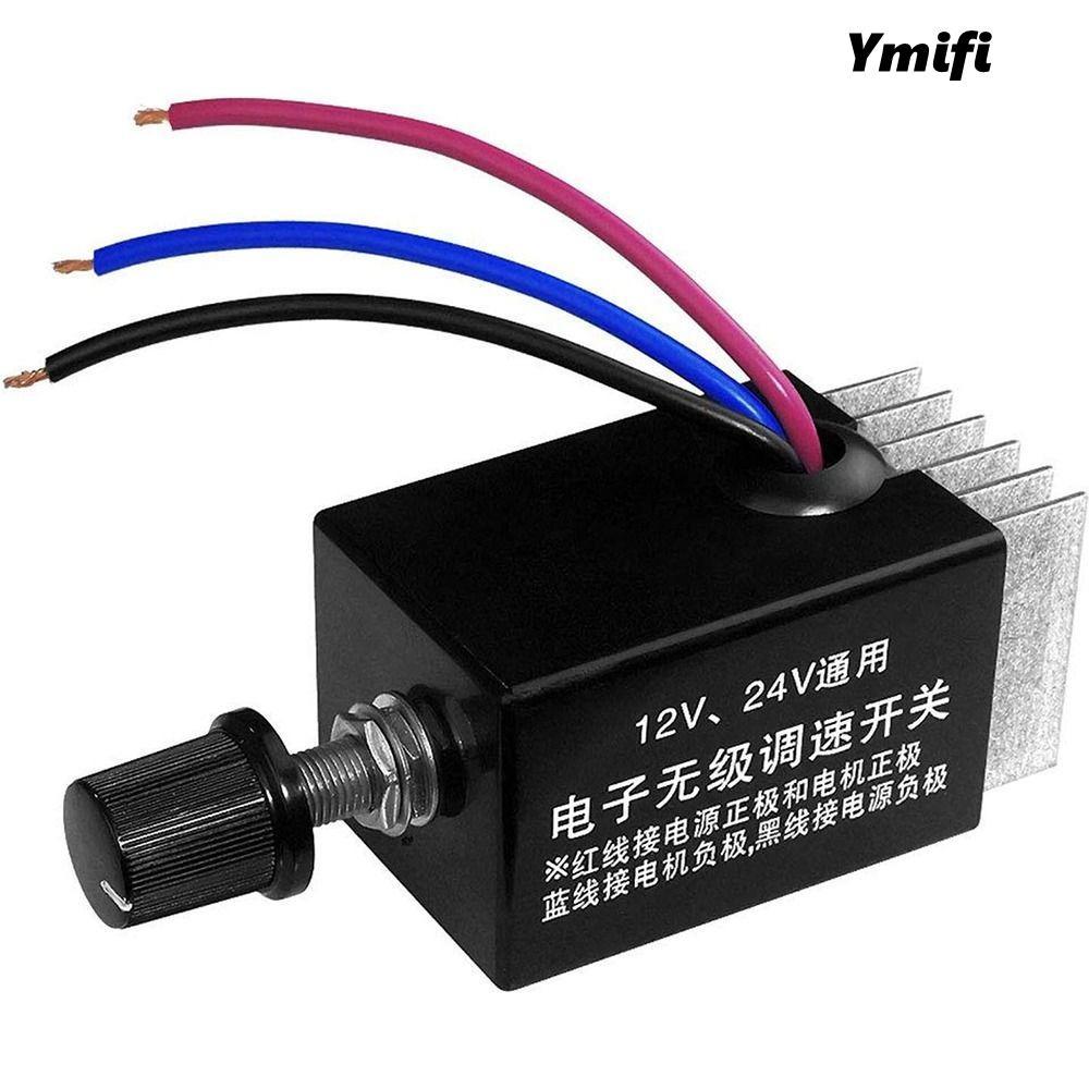 Bộ Điều Khiển Tốc Độ Động Cơ YMIFI, Công Tắc Điều Chỉnh Màu Đen 10A, Điện Tử Vô Cấp DC 12V 24V Quạt Điện Ô Tô Xe Tải Quạt Nóng Điều Khiển