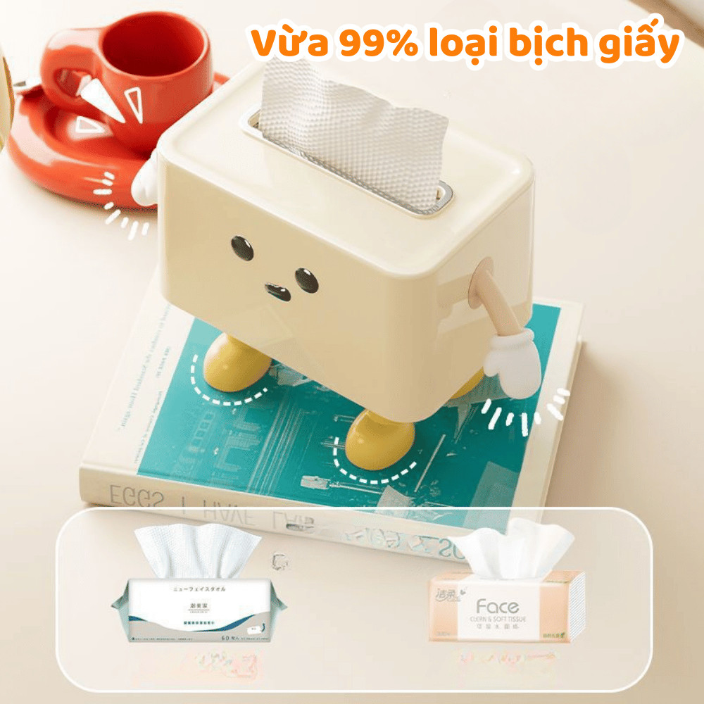 Hộp đựng khăn giấy để bàn dễ thương DINO, Hộp giấy ăn decor, Hộp giấy vệ sinh đa chức năng cao cấp