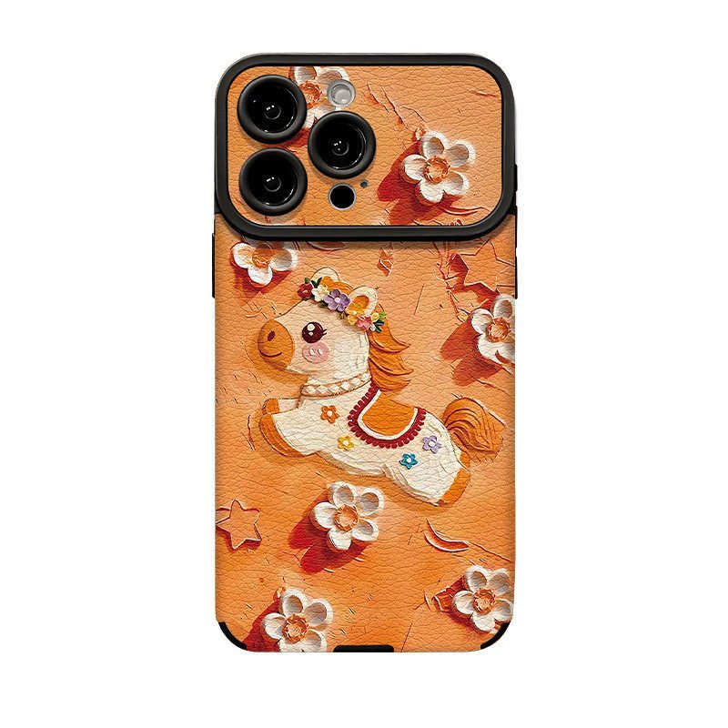 Tranh Sơn Dầu Pony Dây Thích Hợp Cho Da Cừu Vỏ Điện Thoại iphone17promax Silicone Cam 16 15 13 12 11