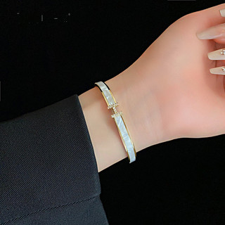 Vòng tay vàng thật mạ zircon chữ mở, ánh sáng sang trọng, phong cách mới cho nữ