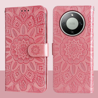 Ví da từ tính Flip Case cho Honor X9d X9c X9B X9a Smart 5G X9 5G 4G Vỏ điện thoại hoa hướng dương dập nổi