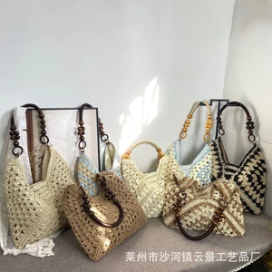Thời Trang Tay Dệt Túi Tất Cả Trận Đấu Dây Giấy Móc Ống Hút Túi Phong Cách Kỳ Nghỉ Đi Biển Túi Đeo Vai Ống Hút Túi FWWH