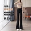 Quần loe Nữ Cao Cấp Ôm Hơn Nhìn 2025 Quần Đen Drap Cảm Thấy Cao Cấp Phiên Bản Dài Slim-fit Hơi loe Quần 5.12