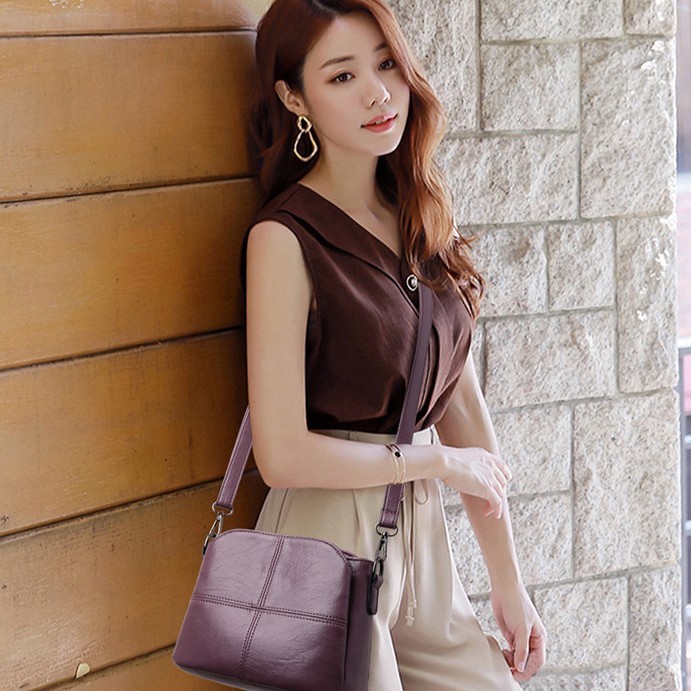 Túi đeo chéo nữ dáng vuông da mềm nhiều ngăn cao cấp dành cho tuổi trung niên MUN STORE TAE20