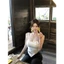 Mùa Hè Slim-fit Bên Trong Không Đều Hot Girl Mặc Ngoài Ngắn Đẹp Top Ba Chiều Hoa Trắng Camisole Nữ26031103