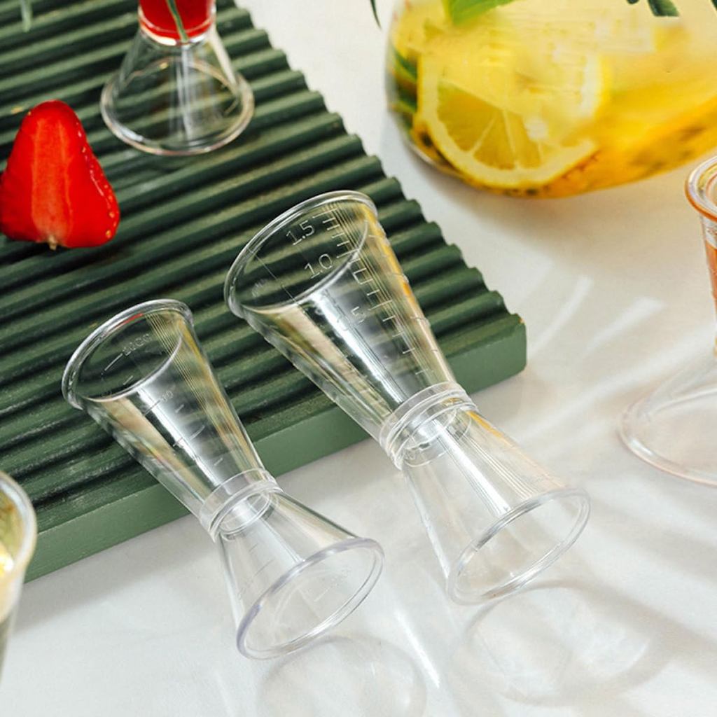 Cốc đo hai đầu 20 / 40ml mới Dụng cụ đo lường Cocktail bằng nhựa trong suốt Jigger Bar