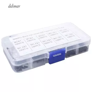 Vít máy tính xách tay DELMER, Vít tự khai thác Micro Cross Phillips màu đen, Thép Carbon bền có hộp M1 M1.2 M1.4 M1.7 Vít gỗ chế biến gỗ