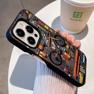 Khối xây dựng xe đạp cổ điển Vỏ mềm nửa gói sáng tạo cao cấp Thích hợp cho iPhone 17promax 11 12 14plus 15 16pro 17 13promax 14 Vỏ điện thoại chống sốc