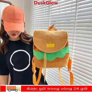 Ba lô Hamburger DUSKGLOW, Túi đi học dây rút có thể điều chỉnh đa chức năng, Ba lô du lịch sức chứa lớn dành cho người lớn