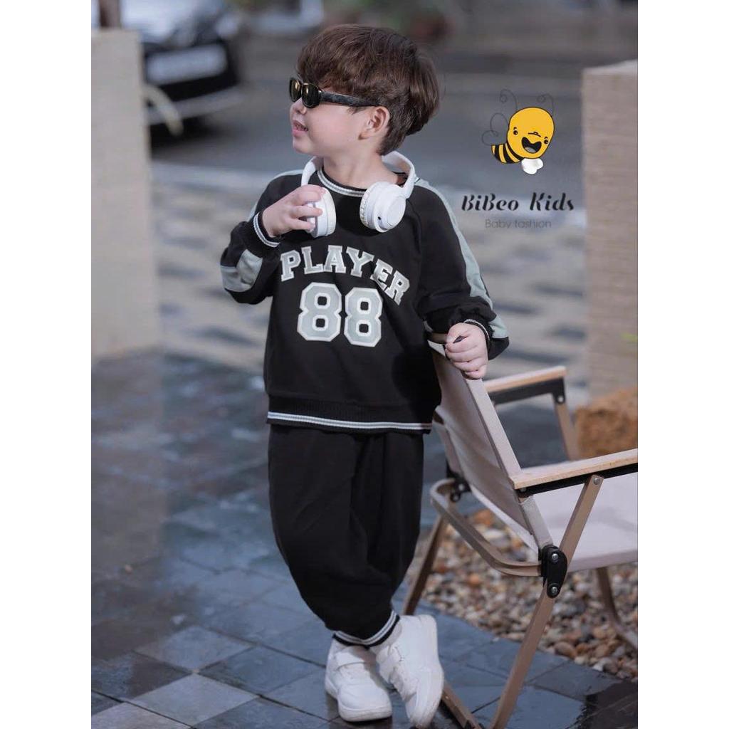 Bộ quần THU ĐÔNG THỂ THAO PLAYER 88 cho bé trai, Bộ quần áo dài tay chất cotton mềm mại cho bé