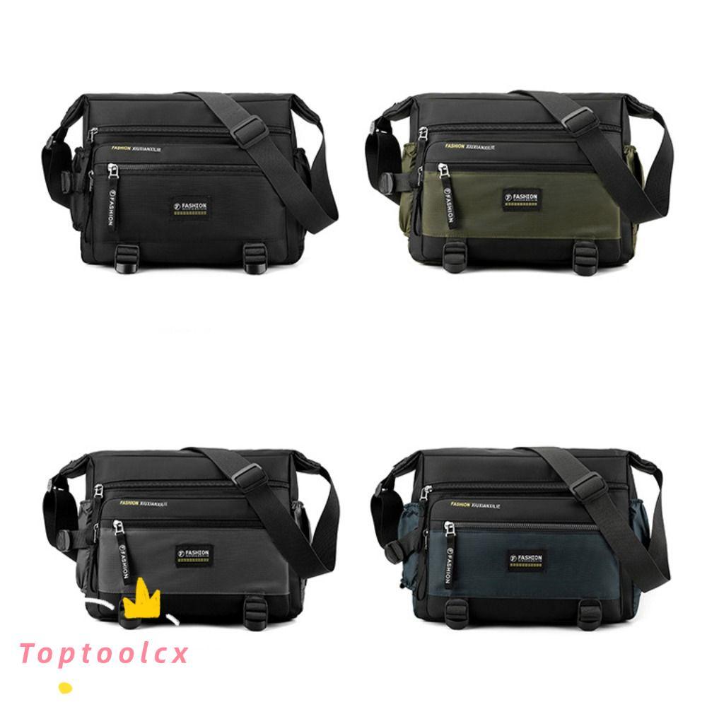 Túi Messenger TOPTOOLCX, Túi đeo chéo du lịch bằng Nylon có dây kéo, Túi lưu trữ hình vuông dung tích lớn nhiều lớp Unisex