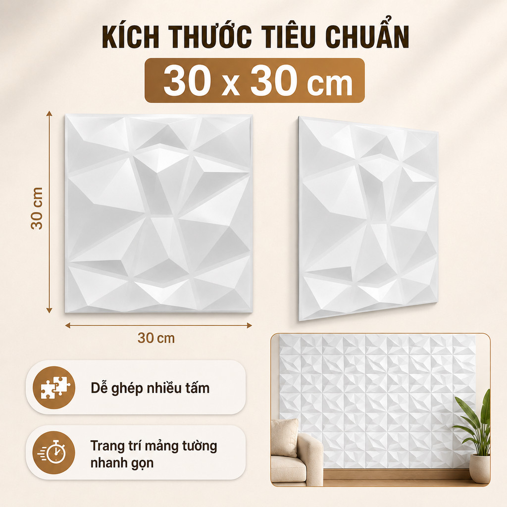 [Xả Kho] Combo 10 Tấm Ốp 3D 30x30 Siêu Rẻ - PVC Cao Cấp, Sẵn Kho Giao Nhanh | BigBuy360 - bigbuy360.vn