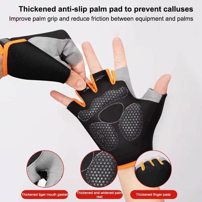 JINHF Chống Trượt Thể Dục Găng Tay Tập Gym Nam Nữ Nửa Ngón Thiết Kế Thoáng Khí Huấn Luyện Cử Tạ Tập Luyện Thể Thao Thoải Mái HOT