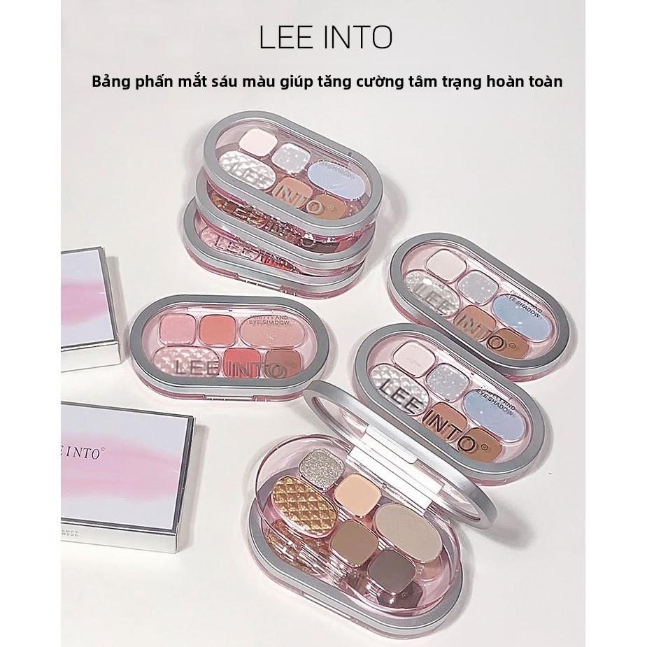Palette mắt LEEINTO 6 màu - 【Tông màu mood】, lên màu chuẩn, chất ánh kim, matt, lấp lánh tinh tế, lâu trôi