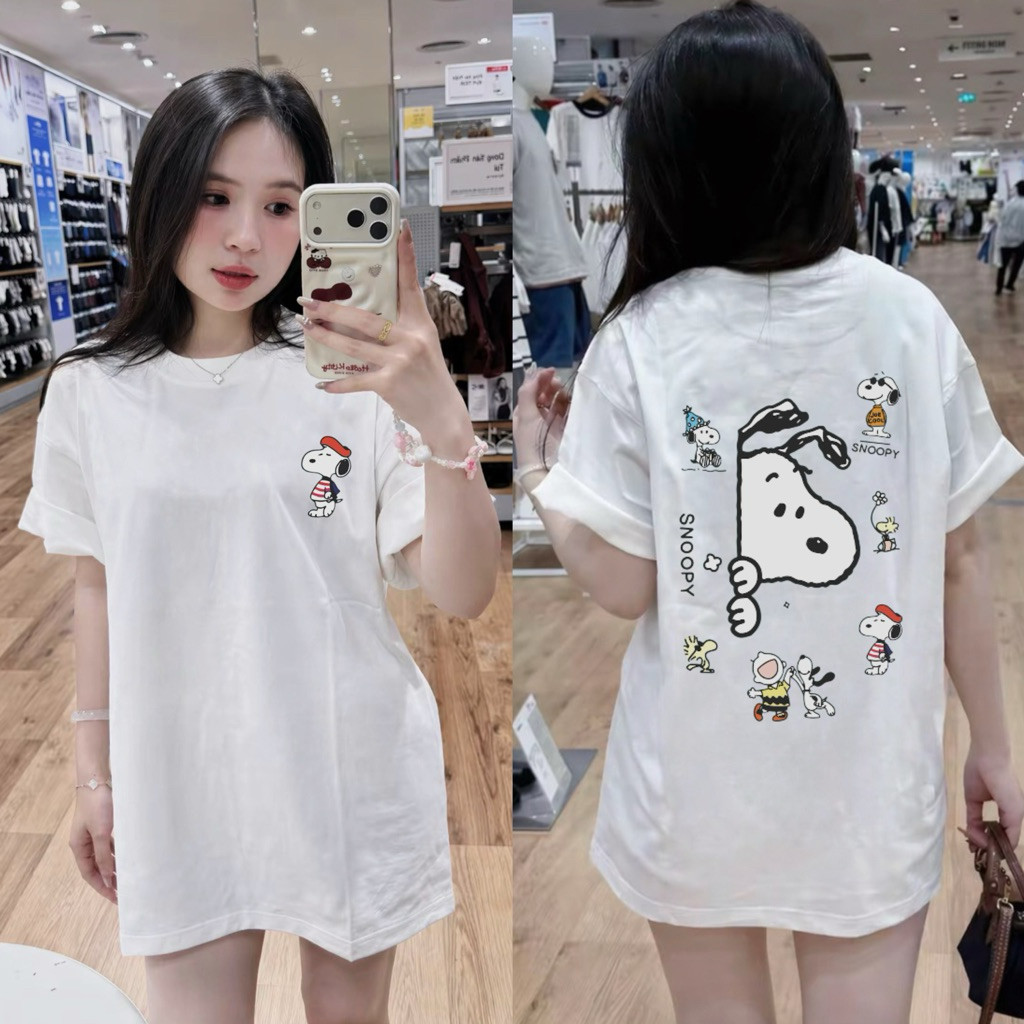 （Giao hàng 24h）Angela Áo Thun Nữ Form Rộng Cotton 2 Chiều In Hình Cute Nhiều Mẫu Áo Phông Nữ Dễ Thương Hot Trend