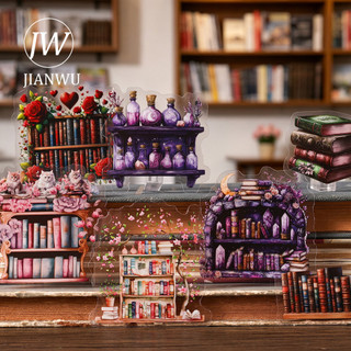 JIANWU Attic Book Collection Series Vintage Flower Book Vật liệu phong cảnh Cắt dán PET Sticker Sáng tạo DIY Tạp chí Văn phòng phẩm