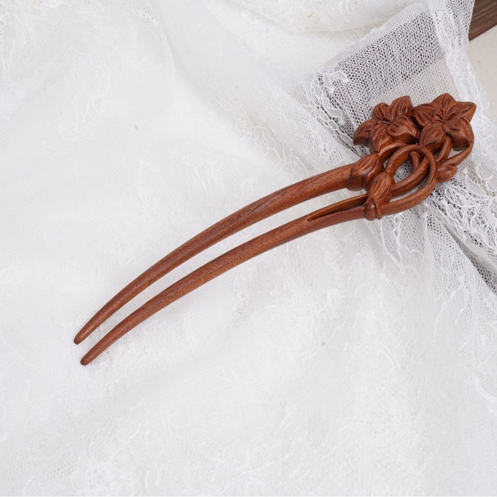 Kẹp tóc gỗ mèo dễ thương, kẹp tóc Hanfu, phụ kiện tóc nữ, phong cách retro