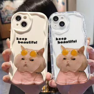 Ốp Lưng Samsung Galaxy A07 A06 A05 A04 A17 A16 A15 A14 A13 A25 A23 A22 A35 A33 A32 A31 A56 A55 A52 A51 A50 Kem Vồng Cong Edge Motif Mèo Dễ Thương NYK077