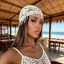 Mũ beanie đan móc dành cho nữ với tua rua đính cườm sang trọng Màu trơn rỗng Mũ đầu lâu thoáng khí nhẹ