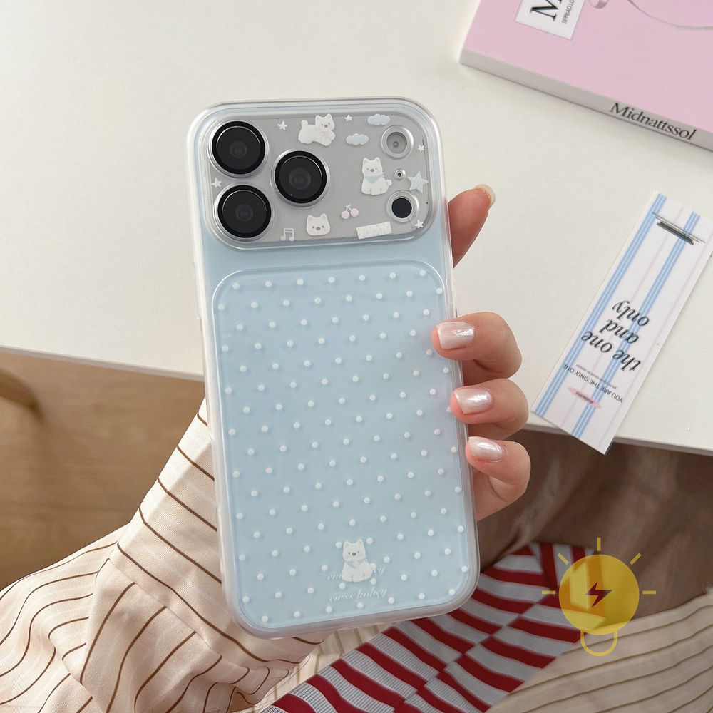 Phone Case For iPhone 17 Pro Max 16 15 14 TPU Polka Dot Aesthetic Korean Cute