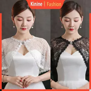 Khăn choàng ren KIN Đen trắng trang trí cho áo khoác Áo khoác ngắn thanh lịch cho đám cưới