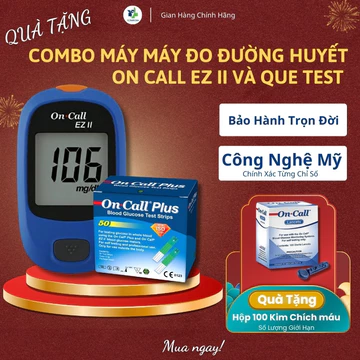 [Quà Tặng] ComBo Máy Đo Đường Huyết On Call EZ II Và Que Test, Máy Test Tiểu Đường Tại Nhà Chính Hẵng, Bảo Hành Trọn Đời
