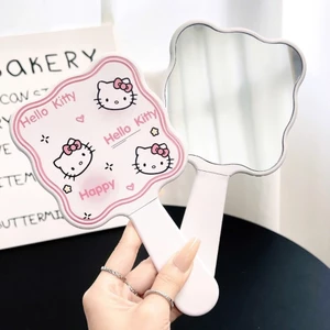 Gương Cầm Tay Kèm Lược Hello Kitty Cho Nữ, Gương Vuông Trang Điểm Kèm Lược In Hình Mèo Dễ Thương