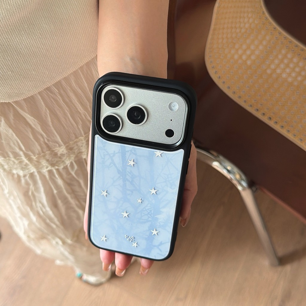 Ốp điện thoại nền màu tím hình ngôi sao cho IPhone 17 Pro Max 17 16 15 14 13 Vỏ bảo vệ chống sốc