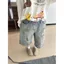 Quần crop Denim Retro Mỹ Nữ Mùa Hè Phong Cách Mới Rời Thường Ngày Phù Hợp Với Quần Ống Rộng Eo Cao Ôm Hơn Nhìn Thẳng