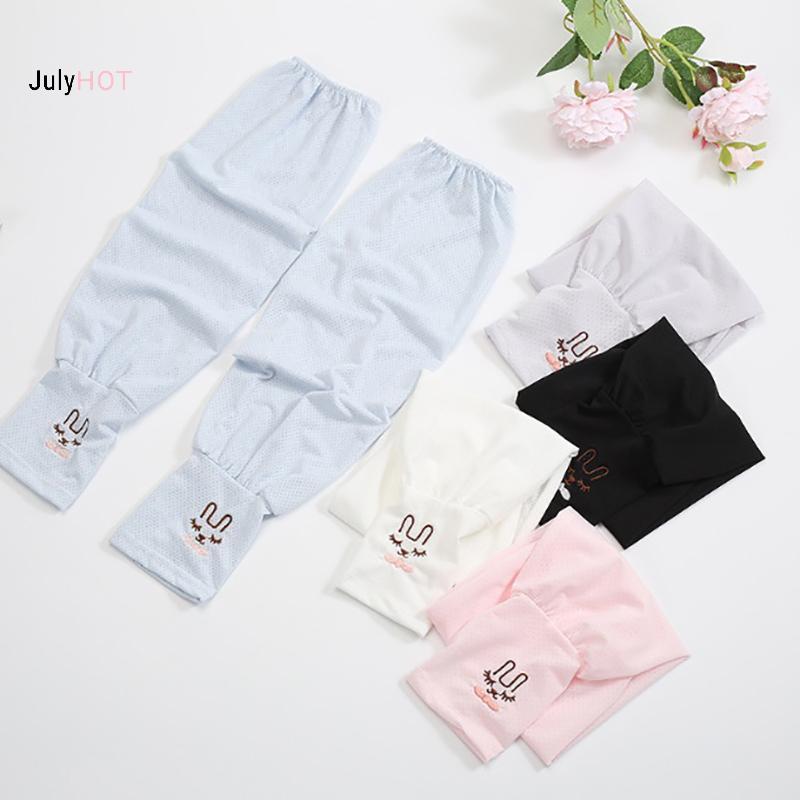 JULYHOT Bao tay lụa lạnh hè chống nắng nam nữ, tay áo dài chống tia UV, ống tay đi xe đạp, mát mẻ, thiết kế không ngón