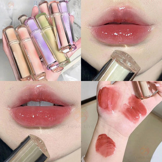 OULESONG Chống thấm và dưỡng ẩm Son bóng ,Ice Tea Mirror Lip Glaze Dưỡng Ẩm Chống Thấm Nước Lâu Dài Thạch Trang Điểm Son