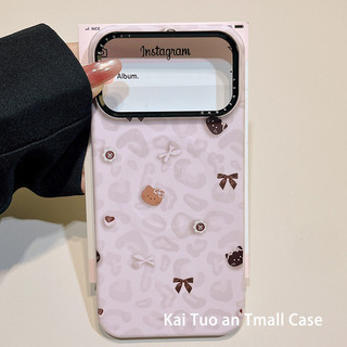 Ốp điện thoại giá đỡ từ tính hình mèo da báo dễ thương cho iPhone 17 16 15 14 13 Pro Max Bảo vệ Camera chống sốc Vỏ cứng chống rơi